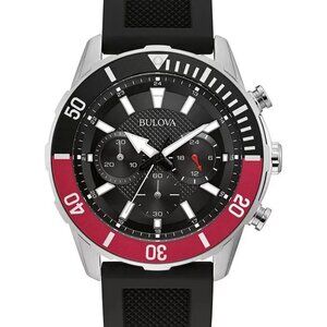 Bulova Men's Sport Chronograph Quartz Black Watch 44MM 98A258